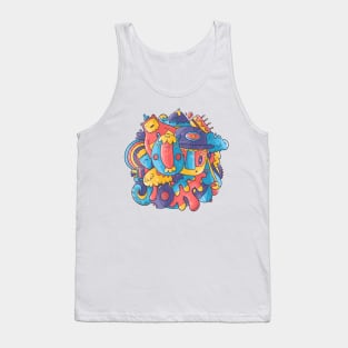 Cute Feeling Blue Doodle Tank Top